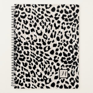 Chic Natural and Black Animal Print mit Monogram Planer
