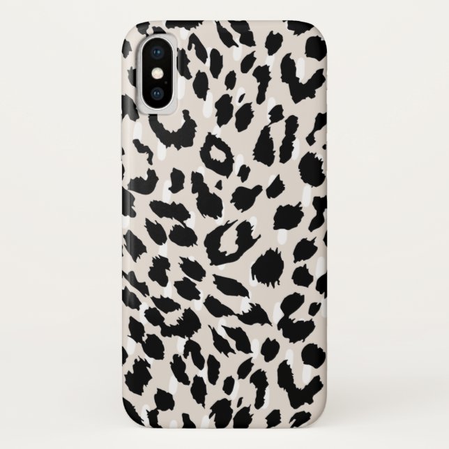 Chic Natural and Black Animal Print with Dots Case-Mate iPhone Hülle (Rückseite)