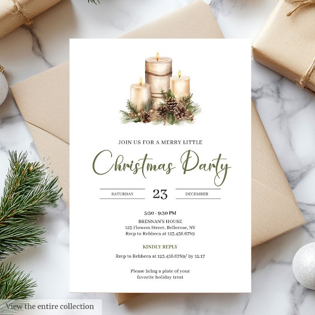 Chic Natural Palette Beige Minimal Christmas Party Einladung (Natural Palette Beige Minimal Christmas Party Invite)
