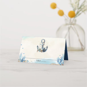 Chic Nautical Anchor Beach Moderne Hochzeit Platzkarte