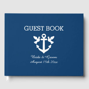 Chic nautical anker White Taube Symbol Hochzeit Gästebuch