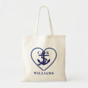 CHIC NAUTICAL NAVOR ANCHOR CUSTOM MONOGRAM TRAGETASCHE