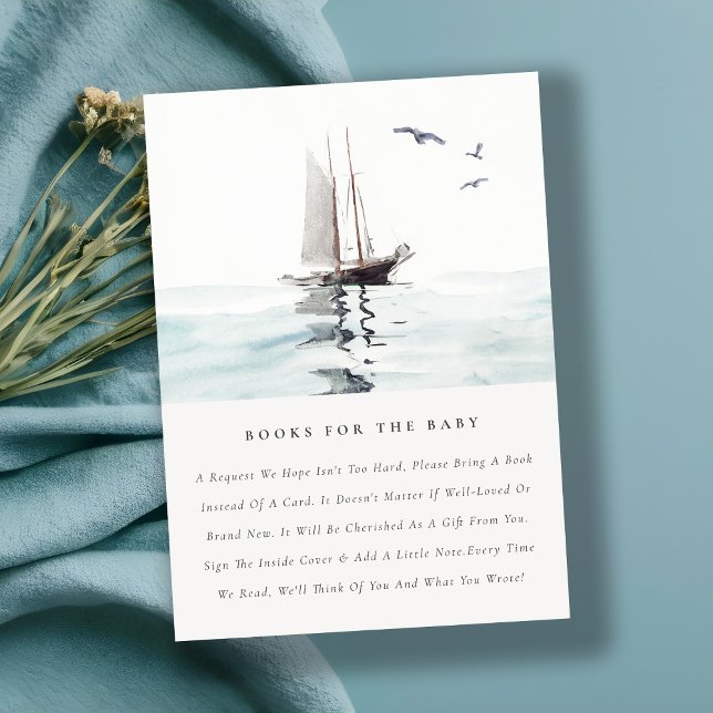 Chic Nautical Segelyacht Books für Babydusche Begleitkarte (Von Creator hochgeladen)