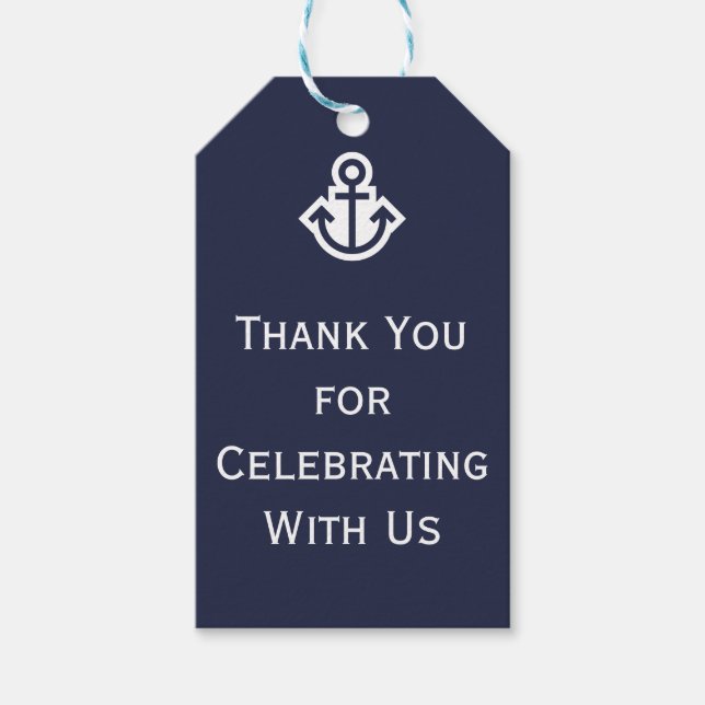 Chic Nautical Vielen Dank für Ihr Hochzeitstipendi Geschenkanhänger (Vorderseite)