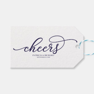 Chic Navy Blau Script Cheers  Geschenkanhänger