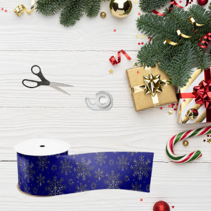 Chic Navy Blauer Weihnachten mit eleganten Schneef Satinband
