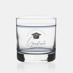 Chic Navy Blue Abschluss Keepake Geschenk Whiskyglas