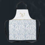 Chic Navy Blue and White Botangram Schürze<br><div class="desc">Diese Schürze sind inspirierende Geschenke für Köche und Bäcker mit einem eleganten blauen Aquarellhintergrund und Goldmonogramm. Finden Sie passende Artikel in meinem Shop.</div>