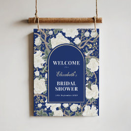 Chic Navy Blue Chinoiserie Brautparty Willkommen Poster