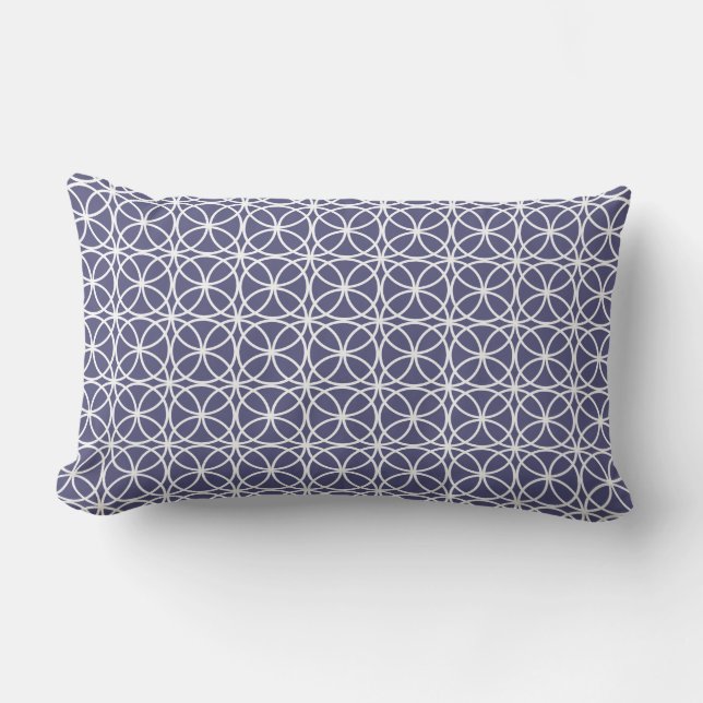 Chic Navy Blue Circle Geometric Muster Außenbereic Kissen Für Draußen (Vorderseite)