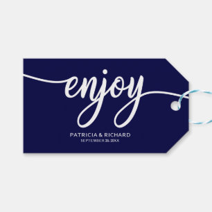 Chic Navy Blue Enjoy Gastgeschenk Hochzeit Tags Geschenkanhänger