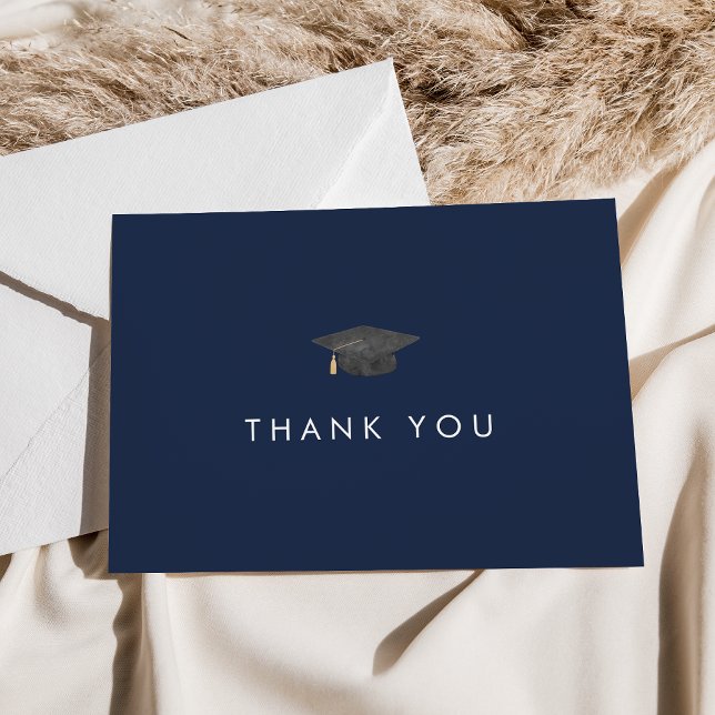 Chic Navy Blue Grad Cap Abschluss Danke Karte (Von Creator hochgeladen)