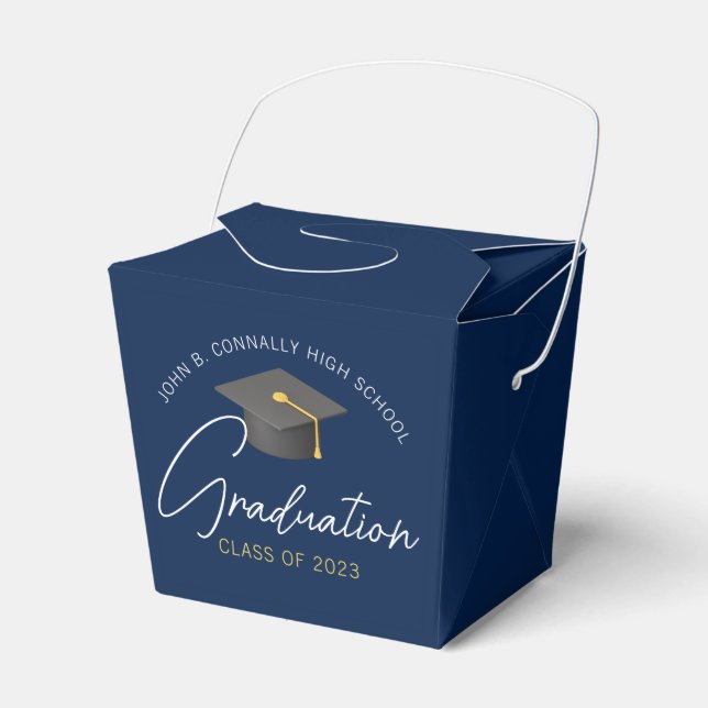 Chic Navy Blue Modern 2025 Graduation Party Geschenkschachtel (Vorderseite)