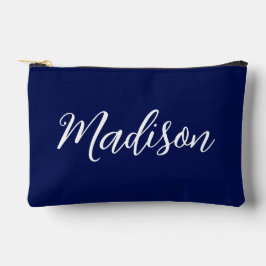 Chic Navy Blue Name Custom Handwritten Script Zubehörtasche