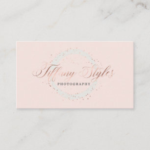 Chic Navy Blue & Rose Gold Foil Company Logo Visitenkarte