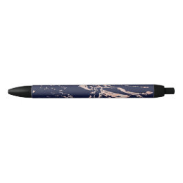 Chic Navy Blue Rose Gold Foil Marmor Kugelschreiber