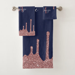 Chic Navy Blue Rose Gold Parties scintillant goutt
