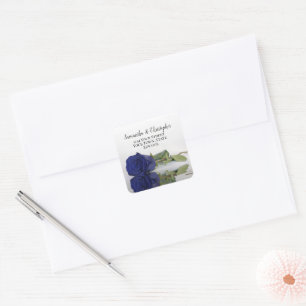 Chic Navy Blue Rose Rücksendeadresse Umschlag Aufk Quadratischer Aufkleber
