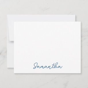 Chic Navy Blue Script Name Mitteilungskarte