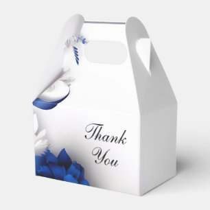 Chic Navy Blue & Silver Blume Ribbons Hochzeit Geschenkschachtel