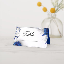 Chic Navy Blue & Silver Blume Ribbons Hochzeit Platzkarte
