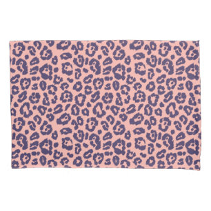Chic Navy Blue und Pink Leopard Print Kissenbezug