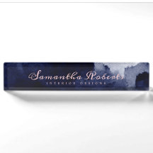 Chic Navy Blue Watercolor Abstrakt Blush Pink