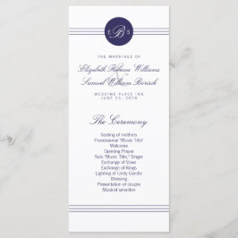 Chic Navy Blue White Monogram Program Rack Cards Programm