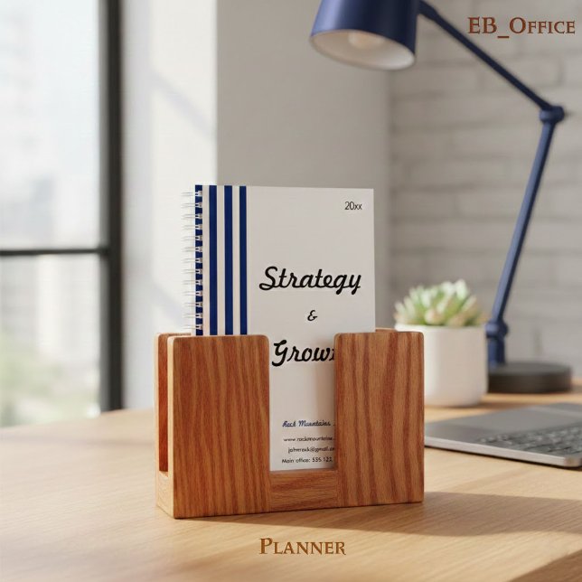 Chic Navy Blue White Stripes Customizable Business Planer (Von Creator hochgeladen)