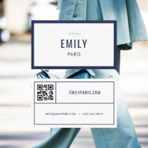 Chic Navy Fashion / Beauty Business Card QR Code