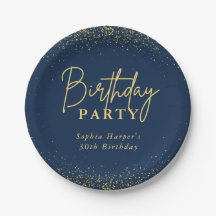 Chic Navy Gold Glitter Konfetti Geburtstagsfeier