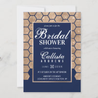 Chic Navy Gold Glitzer Hexagon Geo Brautparty