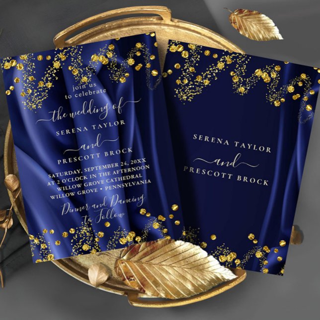 Chic Navy Gold Hochzeit Einladung (Von Creator hochgeladen)
