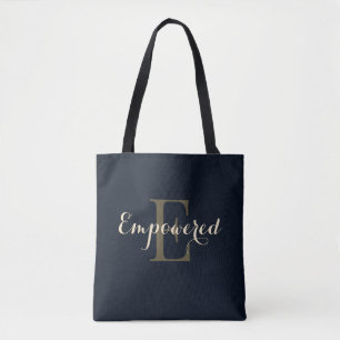 Chic Navy Gold Trendiges Monogramm Inspiratives Ge Tasche