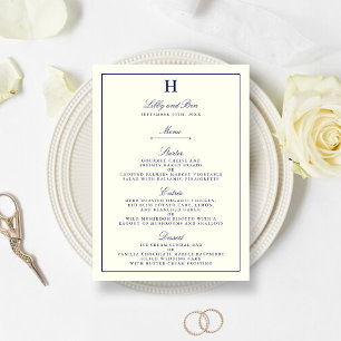 Chic Navy & Ivory Mariage Menu Modèle