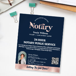 Chic Navy Mobile Notar QR Code Foto Flyer