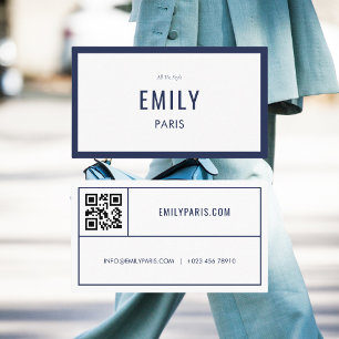 Chic Navy Mode / Beauty Carte de visite QR Code