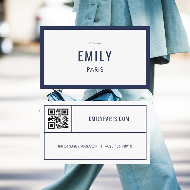 Chic Navy Mode / Beauty Carte de visite QR Code (Créateur téléchargé)