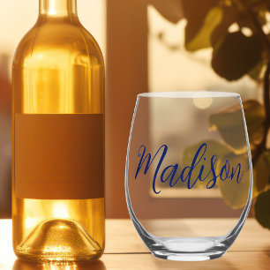 Chic Navy Personalisiert Name Weinglas Ohne Stiel