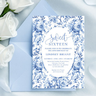 Chic Navy Rosen Digital Download Sweet 16 Einladun Einladung