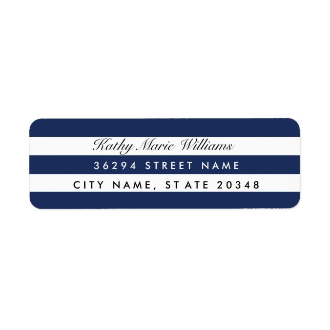Chic Navy Strip Address Labels (Vorne)
