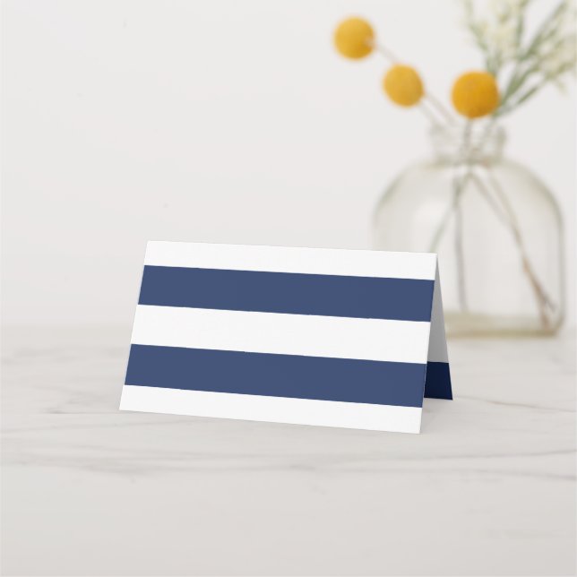 Chic Navy Stripes Platzkarte (Vorderseite)