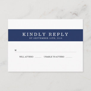 Chic Navy Stripes Wedding RSVP Karte