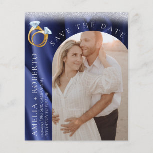 Chic Navy Velvet Hochzeit Speichern Sie das Datum  Flyer