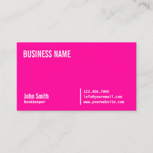 Chic Neon Pink Bokeeper Carte de visite
