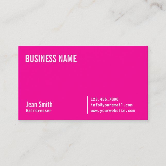 Chic Neon Pink Friseur Business Card Visitenkarte (Vorderseite)