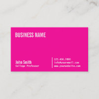 Chic Neon Pink Professeur Carte de visite