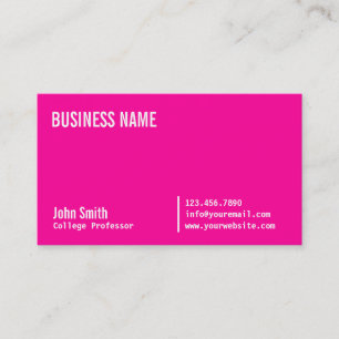 Chic Neon Pink Professeur Carte de visite
