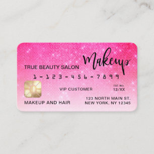 Chic Neon Pink Sequin Glitzer Kreditkarte Makeup Visitenkarte