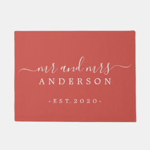 Chic neu verheiratet Mr. Autumn Red Family Monogra Fußmatte